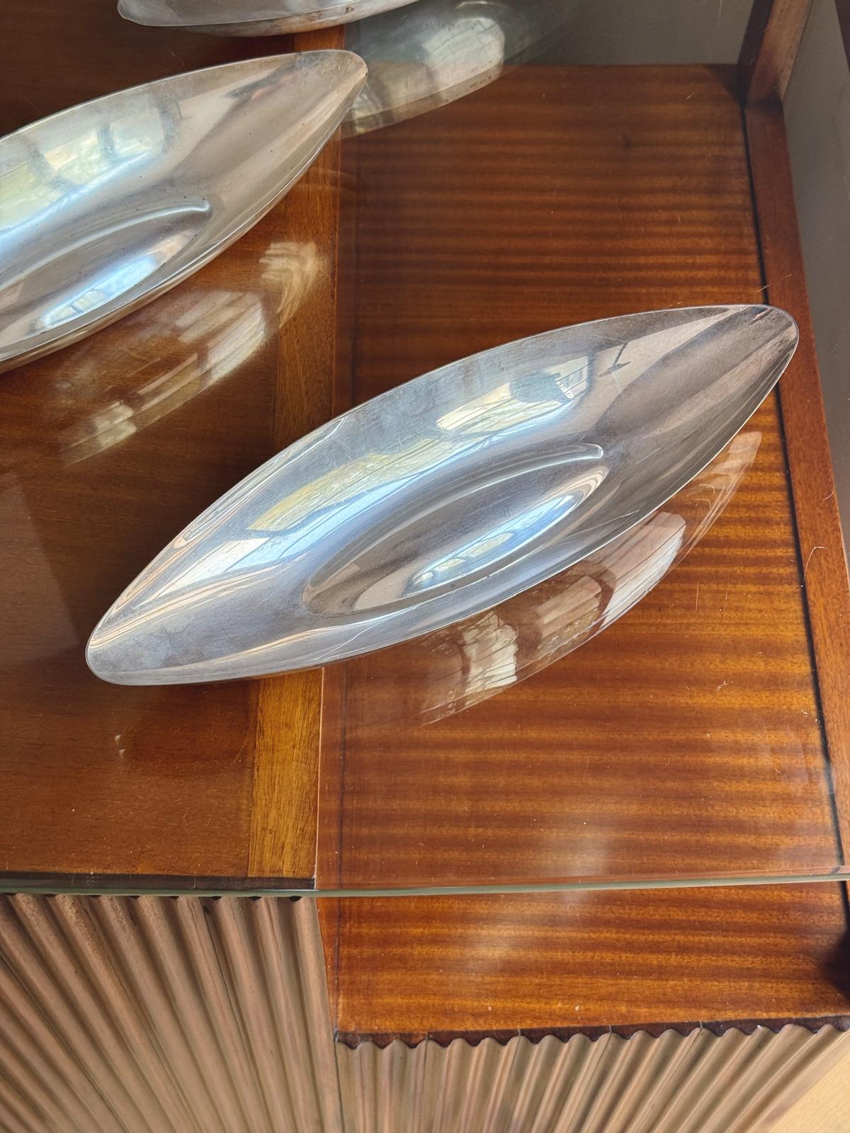 Set of Three 1960s Lino Sabattini Silver-Plated Boat Bowls