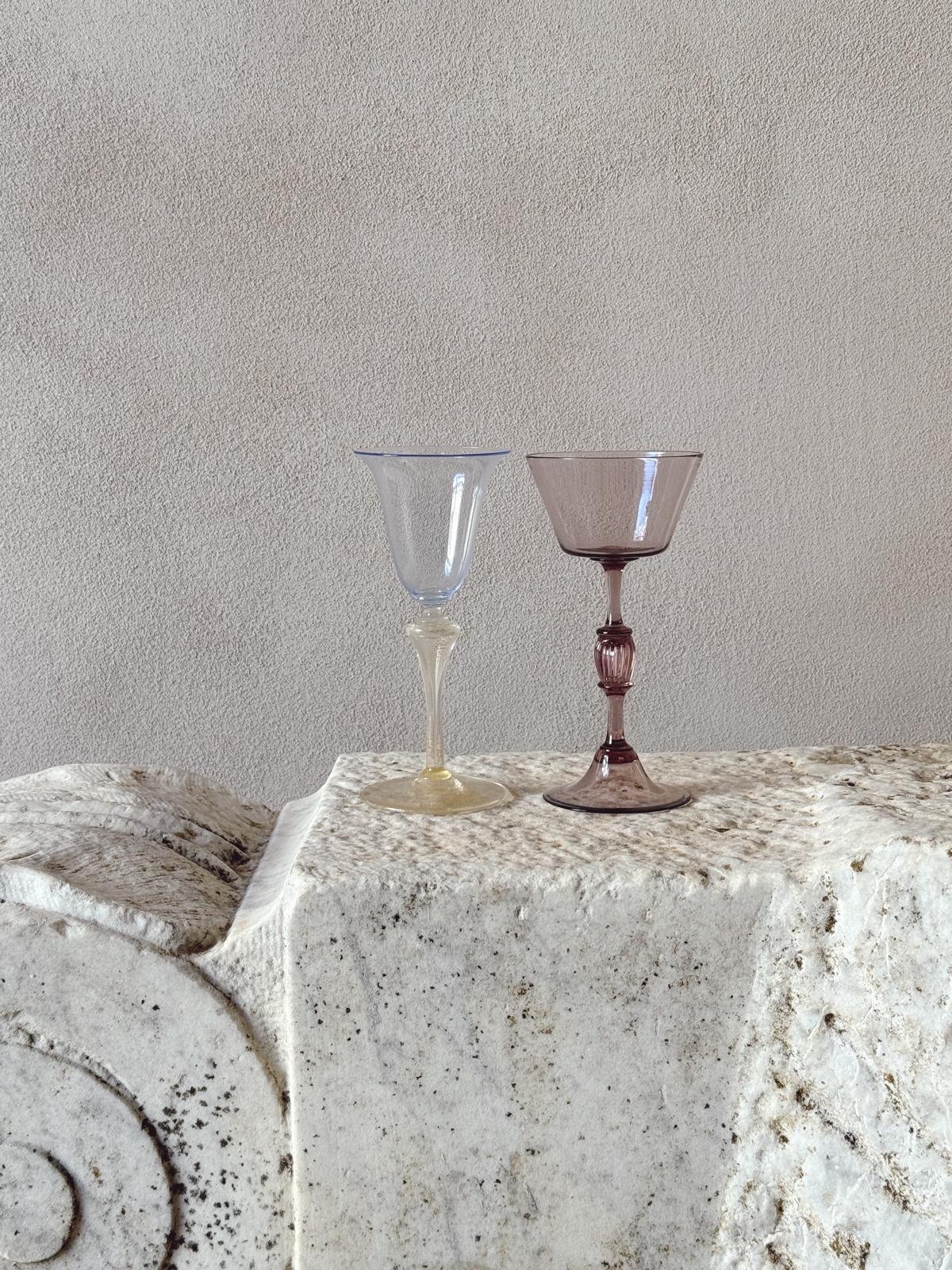 Perfectly Unmatched 1930s Principessa Murano Wine Glasses (Set of 8)