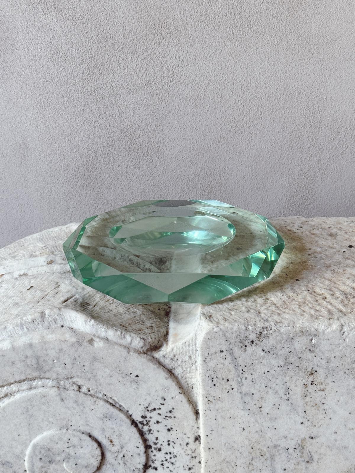 1970s Octagonal Fontana Arte Turquoise bowl