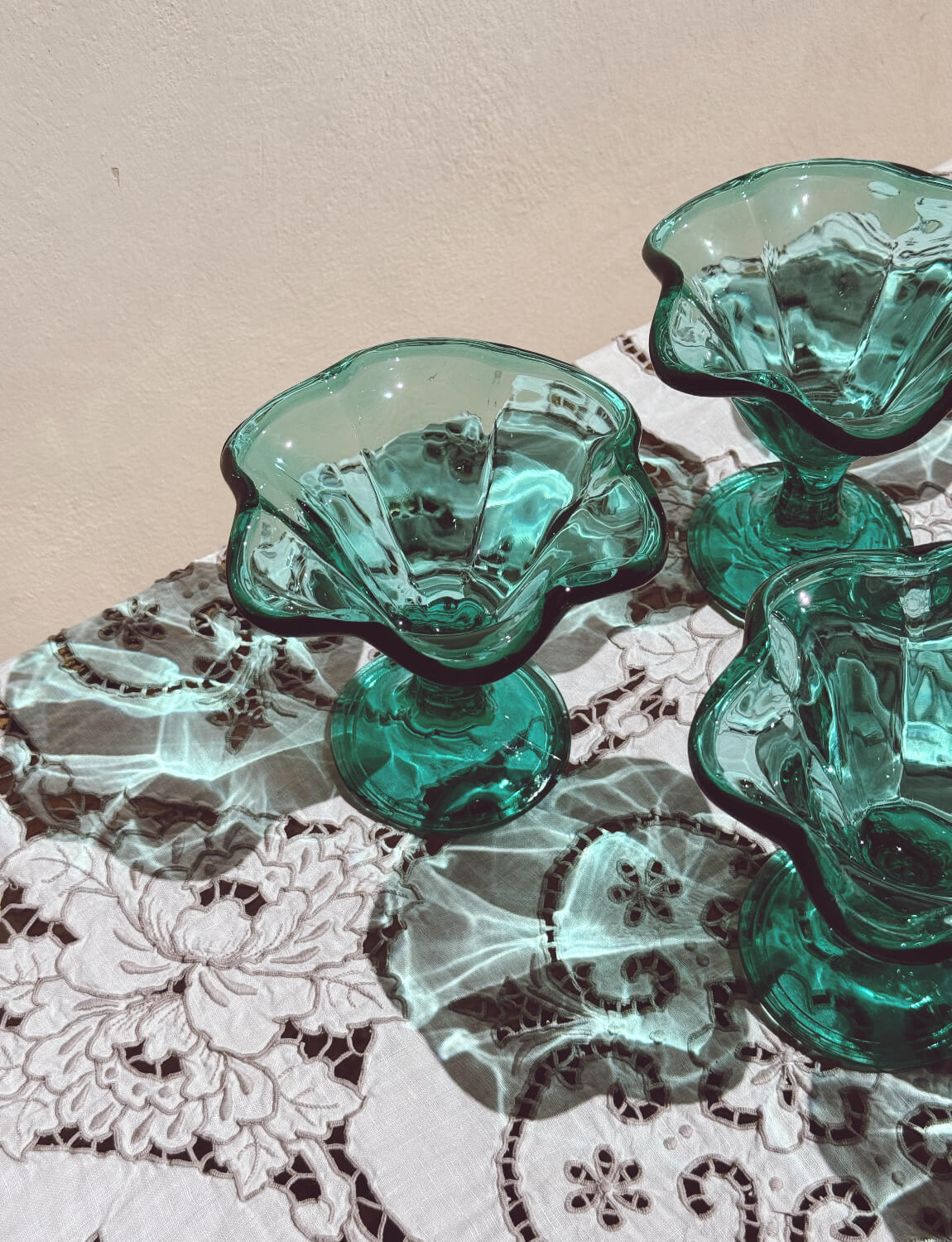 Set of Six Green Gelato Bowls