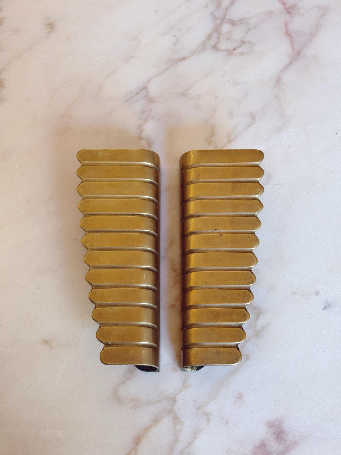 Pair of 1930s Art Deco Brass Double Door Handles