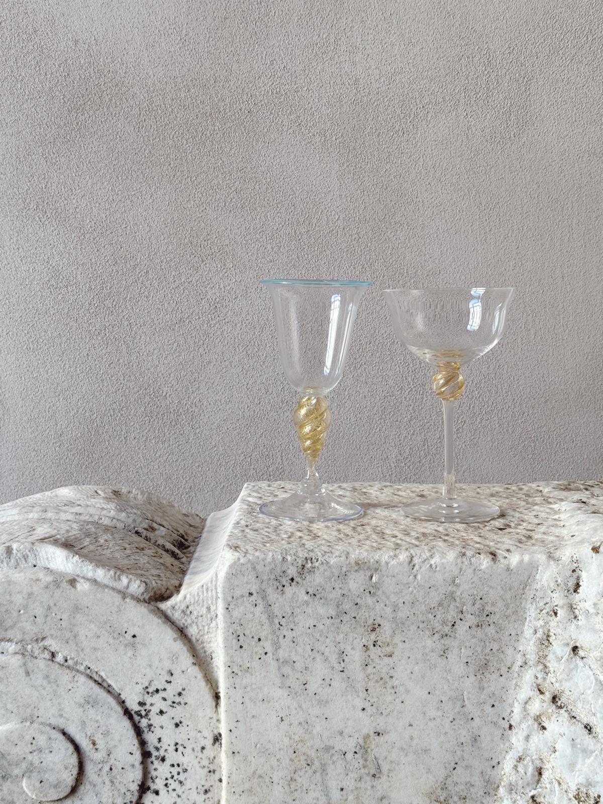 Perfectly Unmatched 1930s Principessa Murano Wine Glasses (Set of 8)