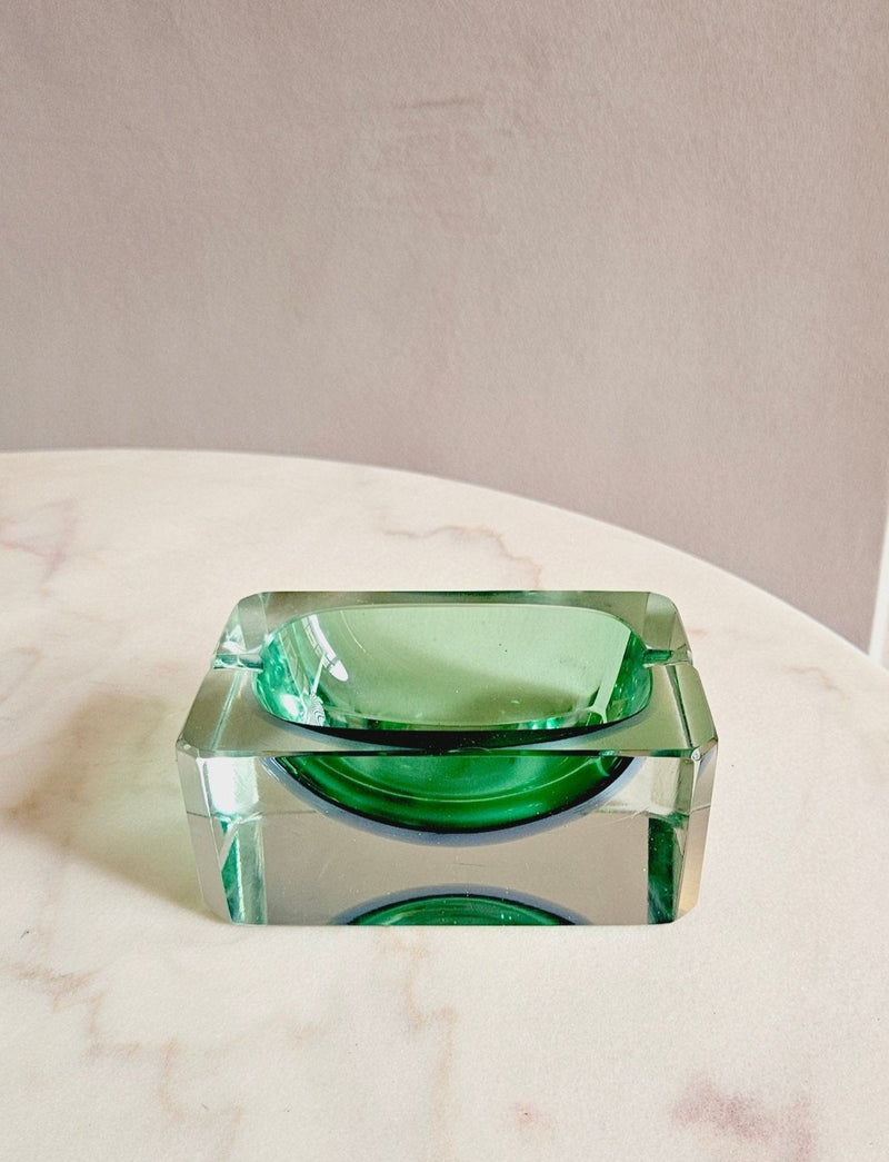 1960s Green Rectangular Murano Glass 'Ripley' Ashtray