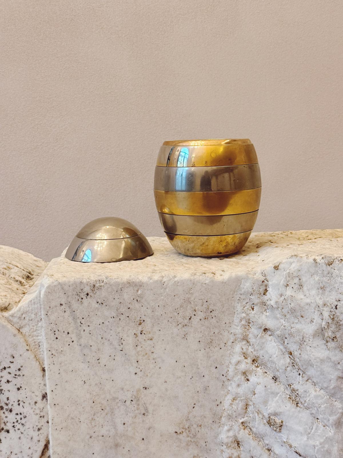 1970s Tommaso Barbi Brass & Silver Egg (Bowls)