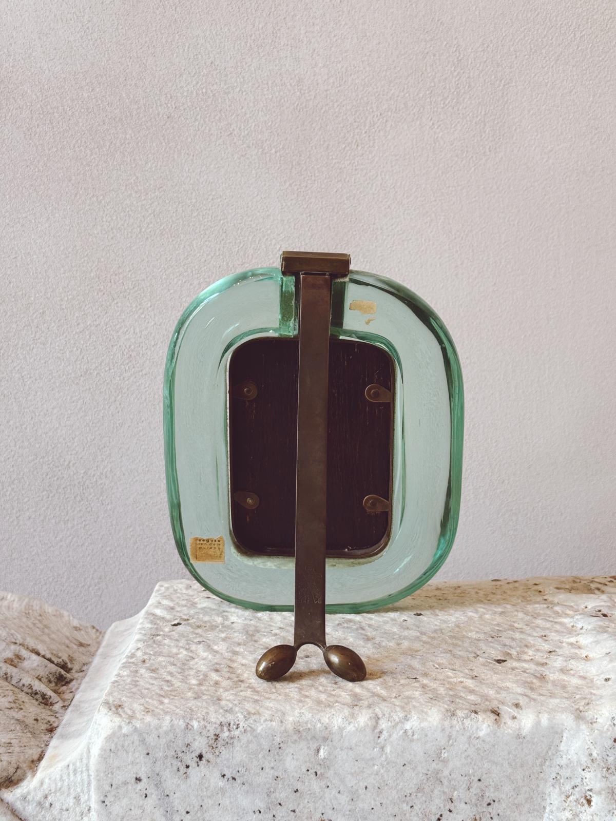 1950s Seguso Turquoise Murano Glass Picture Frame