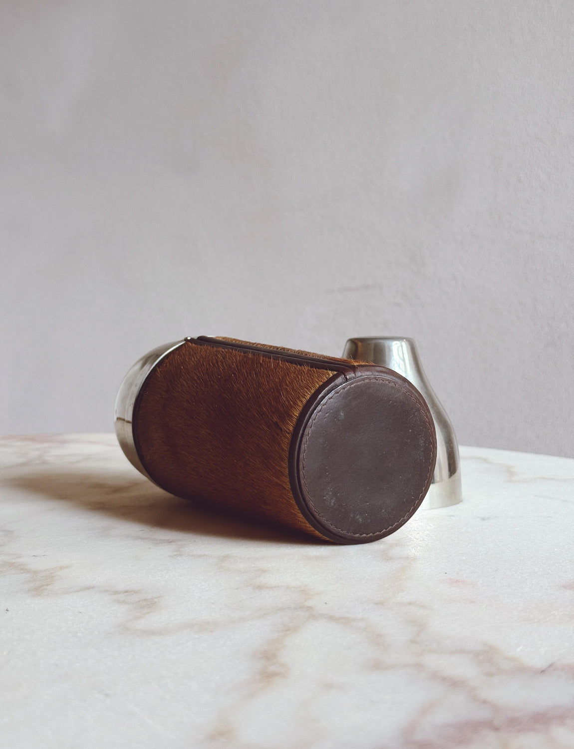 1960s Silver and animal hide Thermos - attributed Gucci