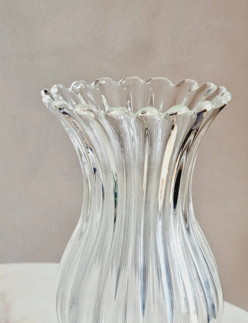 1960s Large Hand-Blown Transparent Murano Glass Vase