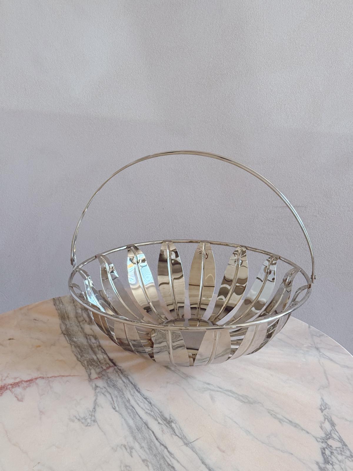 1970s Large Metal Leaf Display Basket