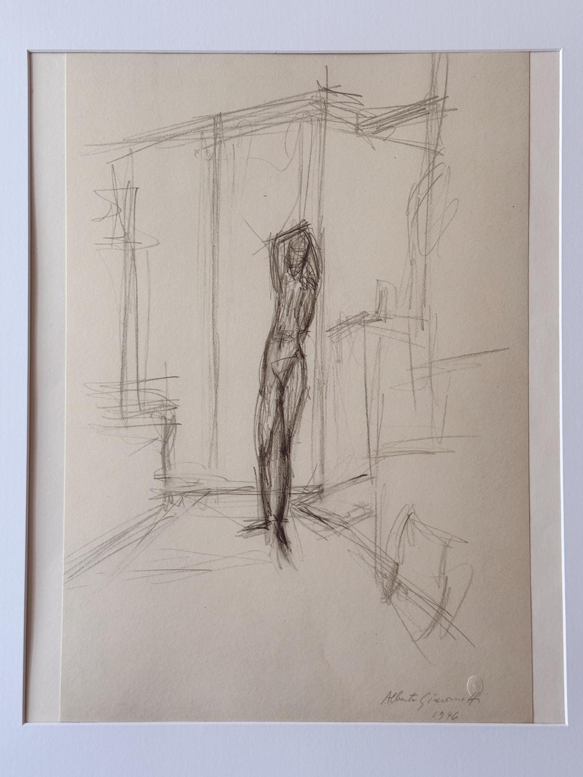 'Standing Nude' Photolithograph by Alberto Giacometti, 1946