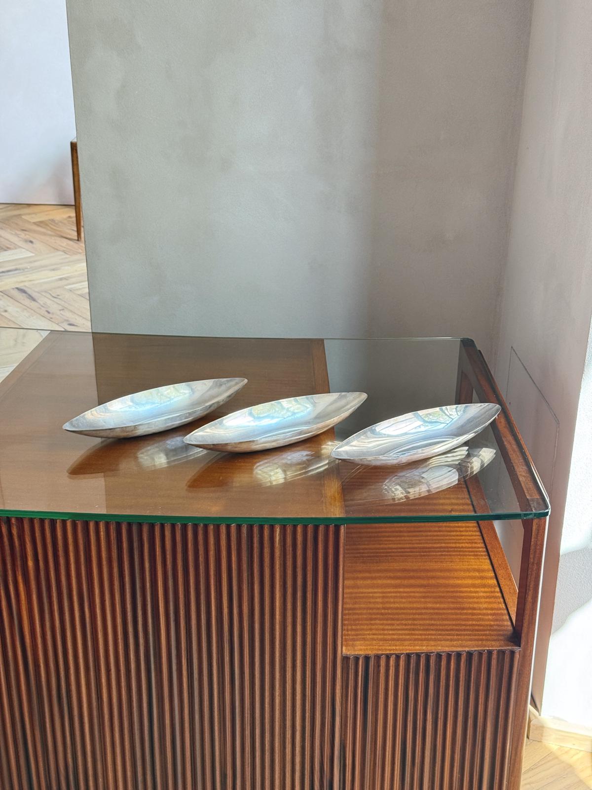 Set of Three 1960s Lino Sabattini Silver-Plated Boat Bowls