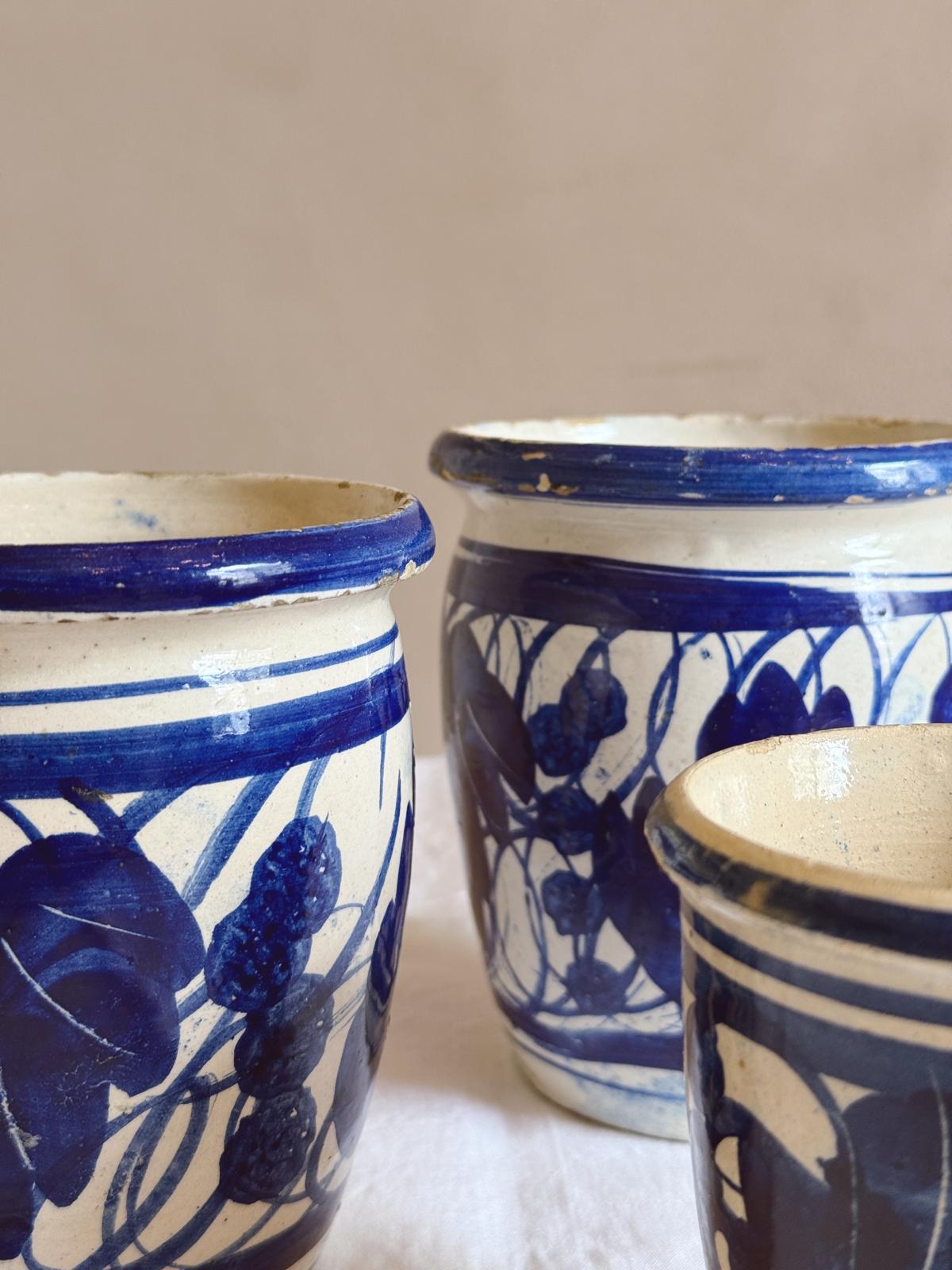 Set of Three Handmade Ceramic Pugliese Pots, 1900s