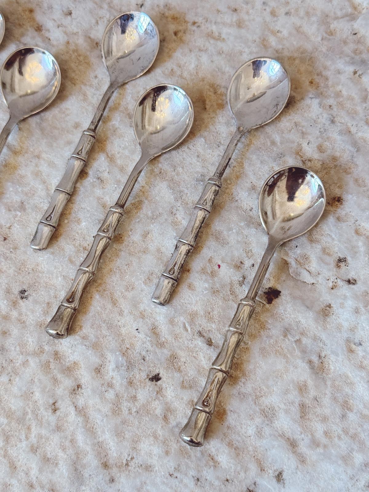 Set of 6 1970s Silver-plated 'Bamboo' Teaspoons