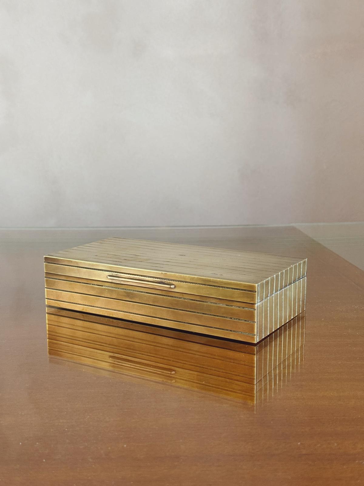 1970s Brass Desk Box with horizontal stripes
