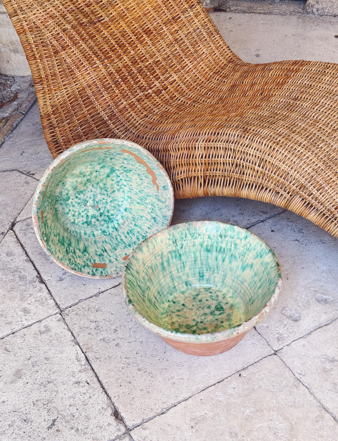 Pair of Turquoise Tuscan Bowls, early 1900s