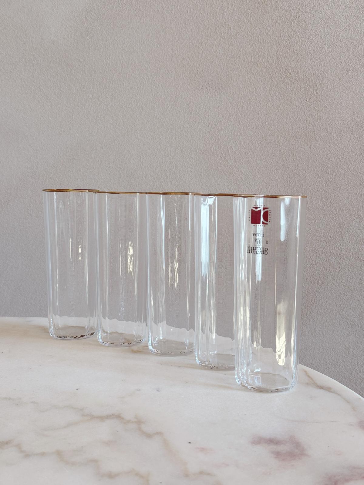 1970s Hand-blown Hexagonal Murano Glasses (Set of 5)