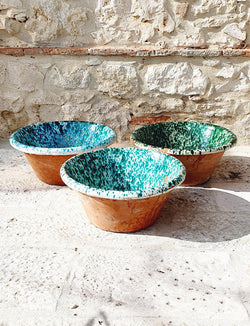 Set of Three Tuscan Bowls 1900s (Turquoise green)