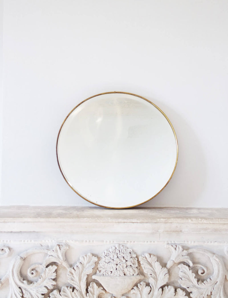 1950s Round Bevelled Brass Mirror