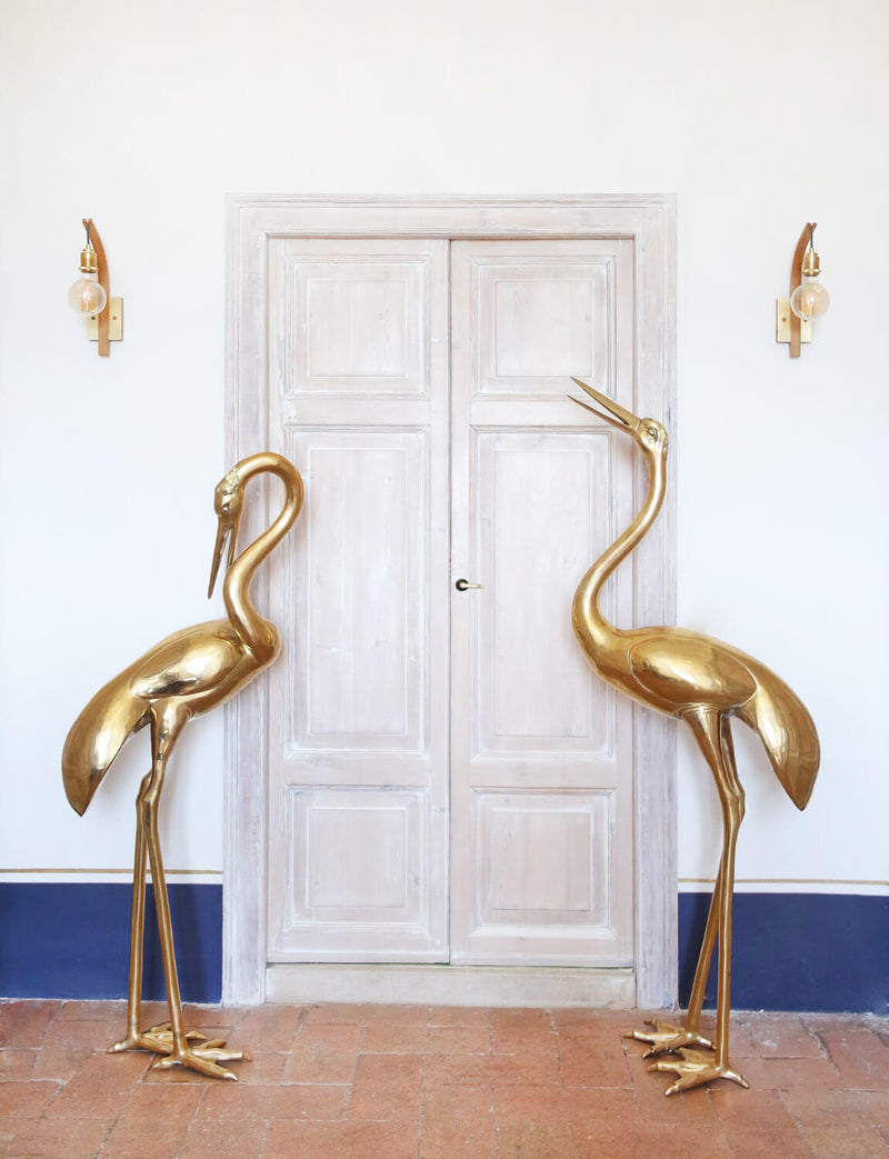 Pair of 1970s Italian Brass Herons