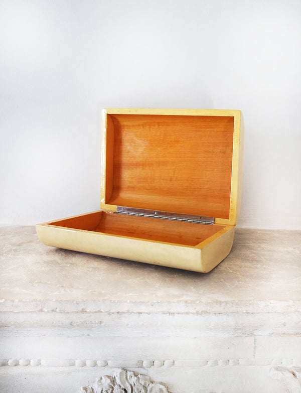 1970s Carrero Cream Resin Wooden Box