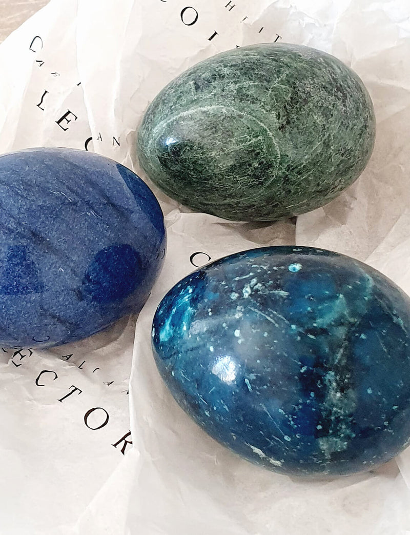 1970s Blue Italian Marble Egg Set