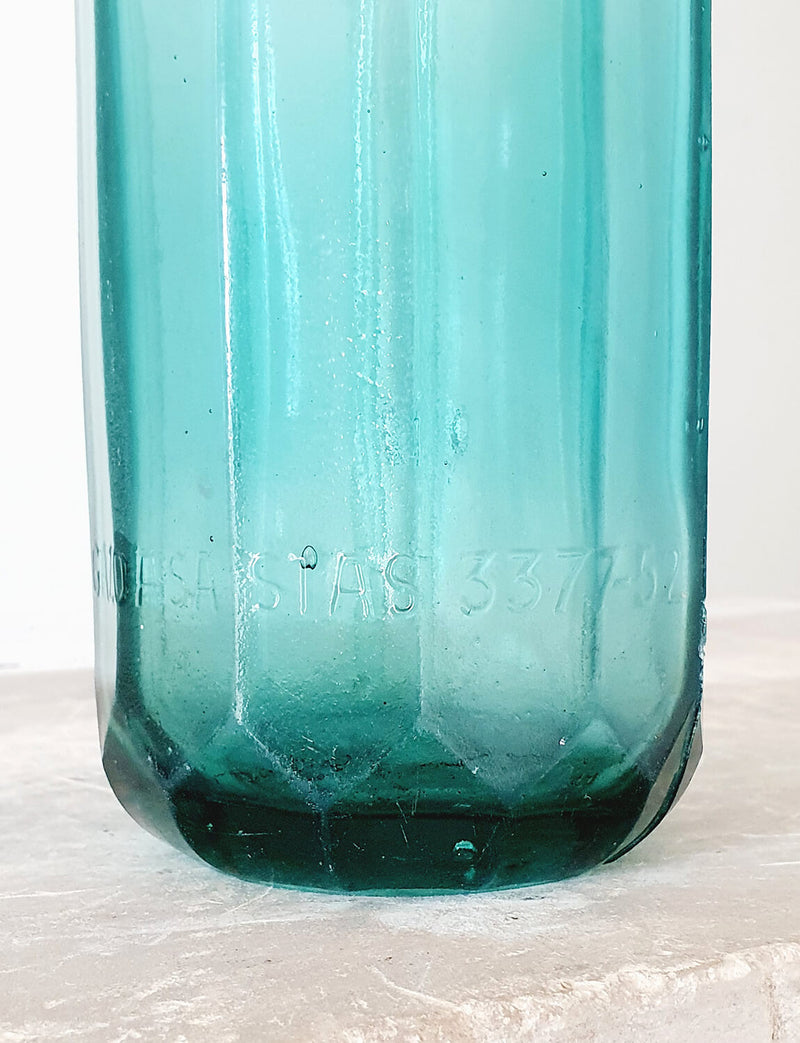 1940s Petrol Blue Soda Bottle