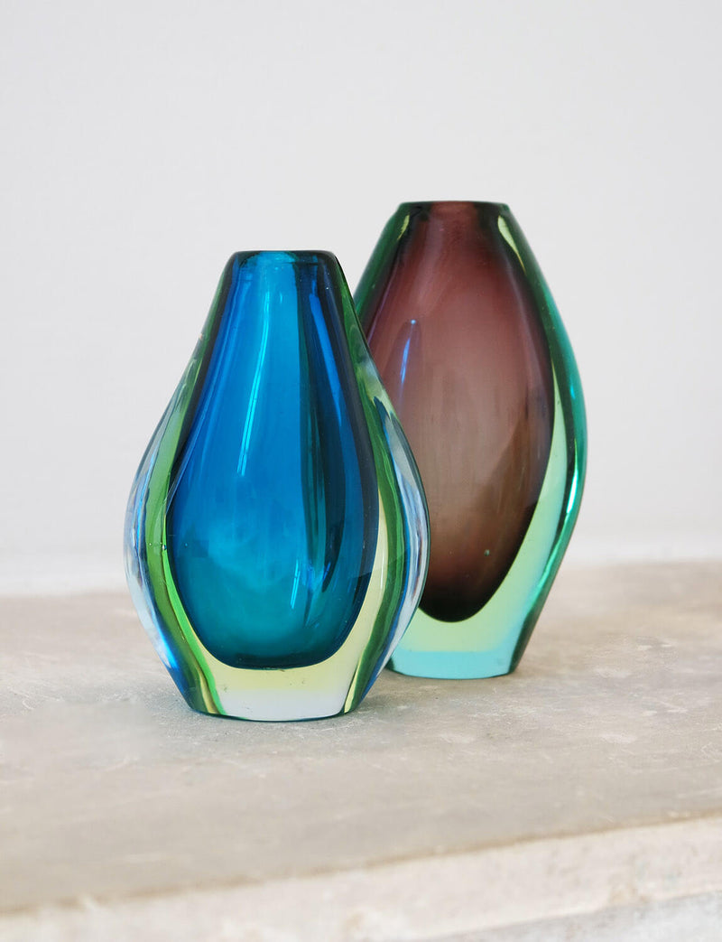 Pair of Miniature Sommerso 1960s Vases