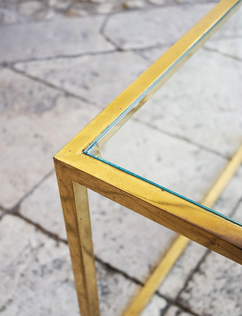 Pair of Brass and Glass 1970s Italian Coffee Tables
