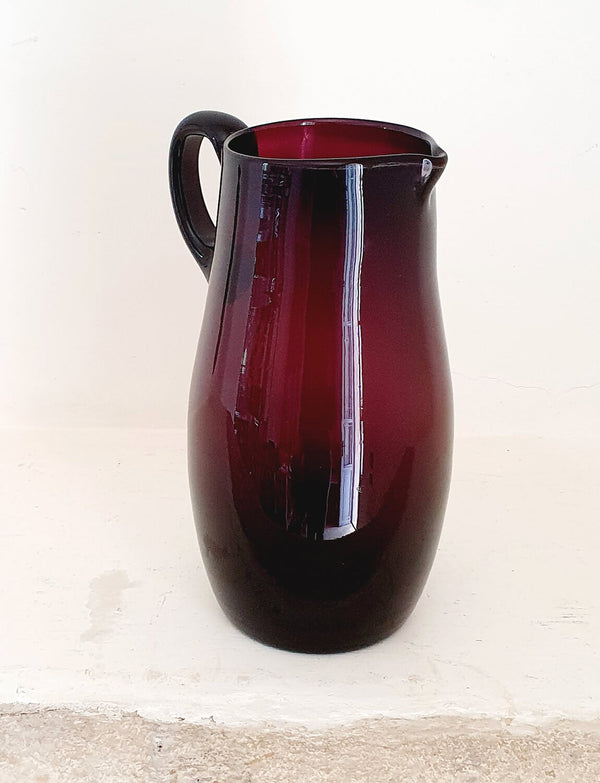 Pair of Countryside 1950s Empoli Cranberry Jugs