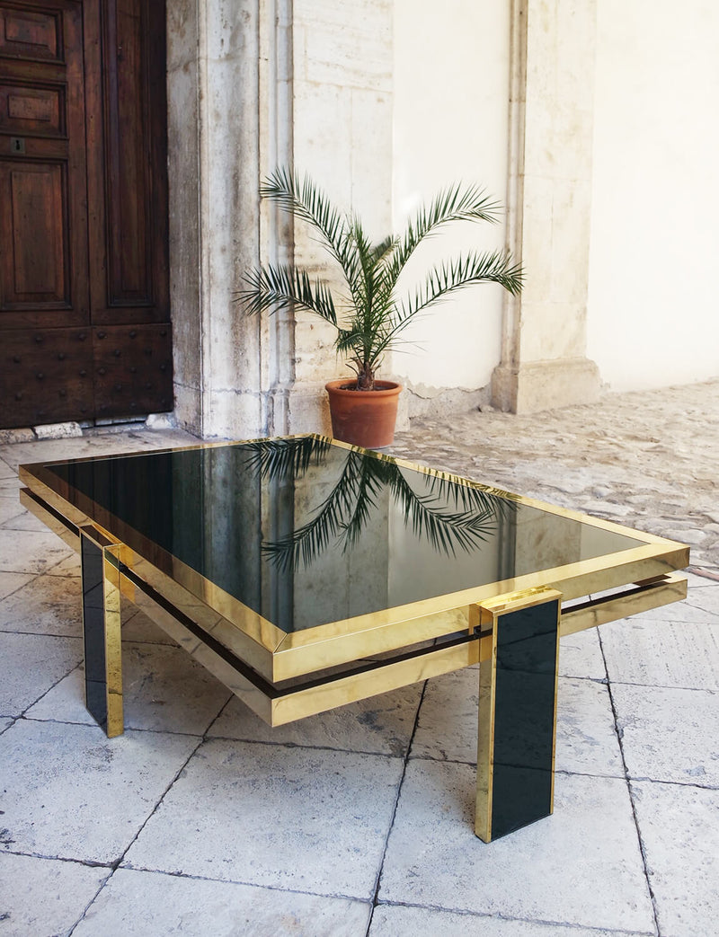 1970s Green Glass Coffee Table by Giacomo Sinopoli for Liwans