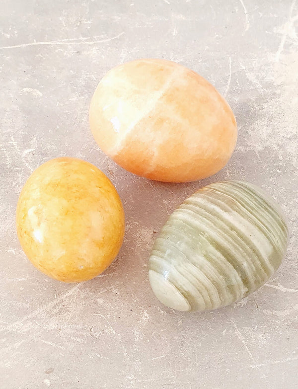 1970s Orange Italian Marble Egg Set
