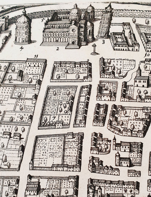 Original Parchment Map of the city of Pisa dated 1640