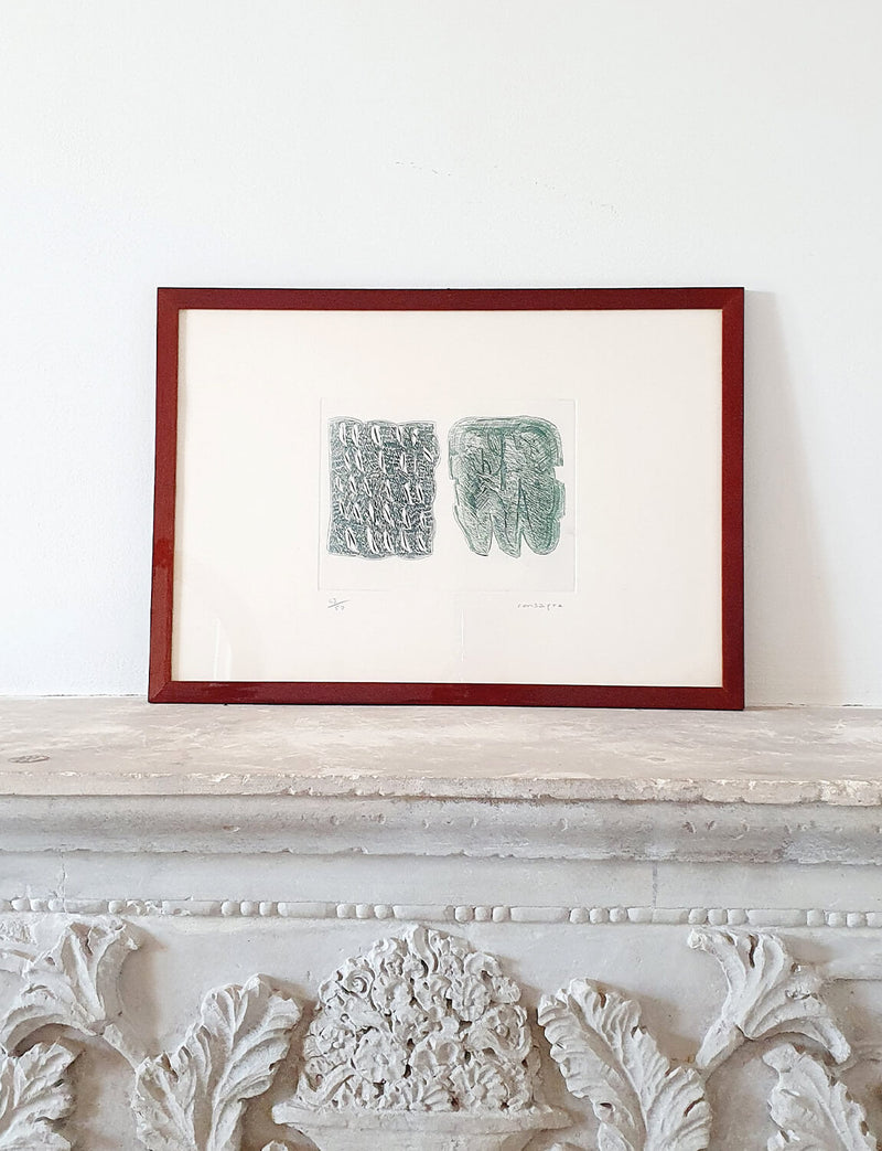 1960s Pietro Consagra Green Abstract Print