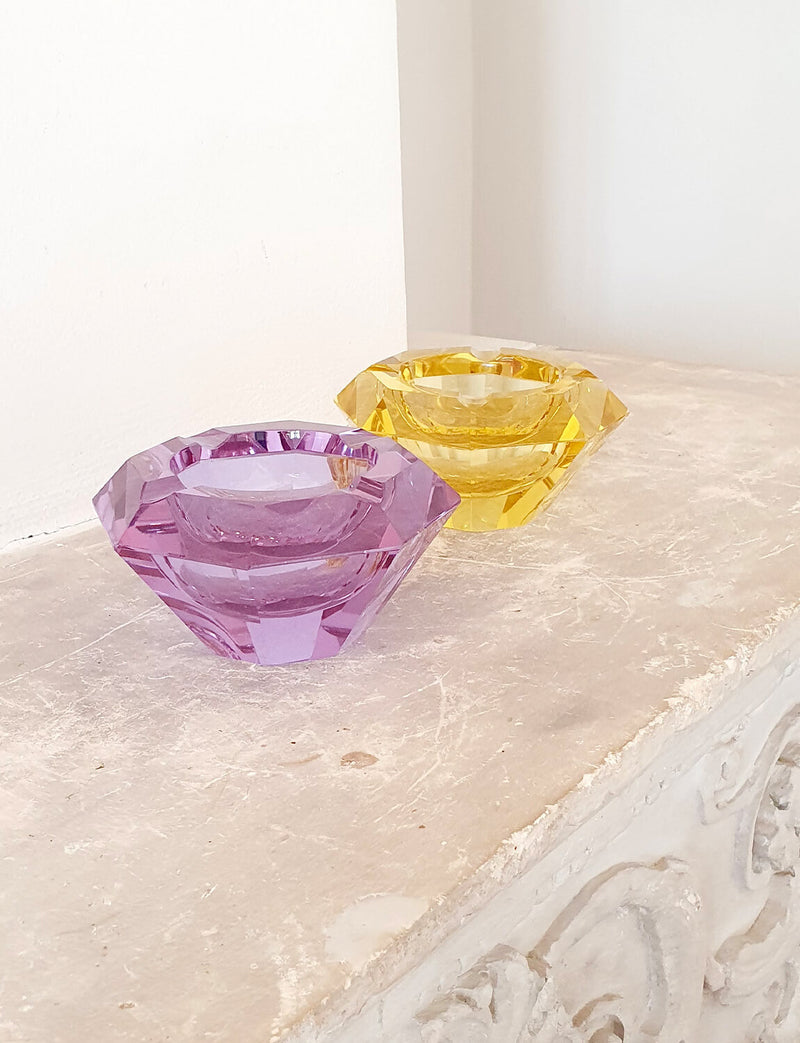 1970s Geometric Purple and Yellow Murano Bowls