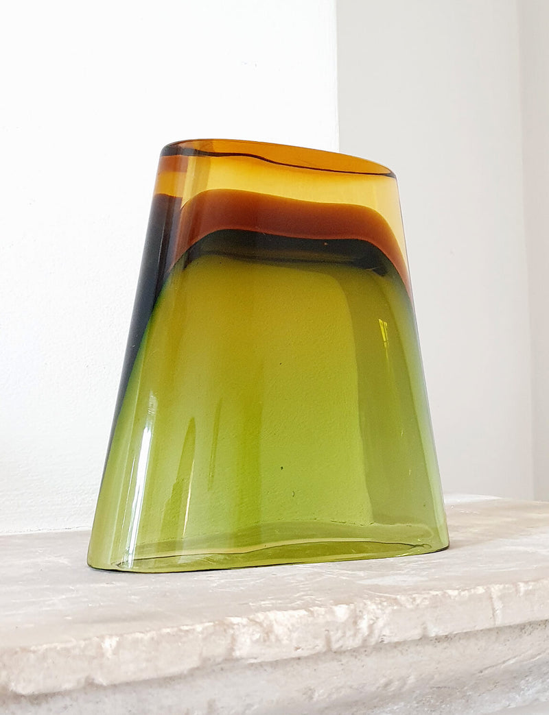 1954 Flavio Poli Seguso Vetri d'Arte Olive Green Sommerso Vase