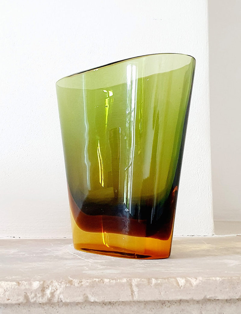 1954 Flavio Poli Seguso Vetri d'Arte Olive Green Sommerso Vase