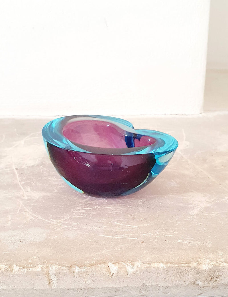 1970s Purple and Blue Sommerso Murano Bowl