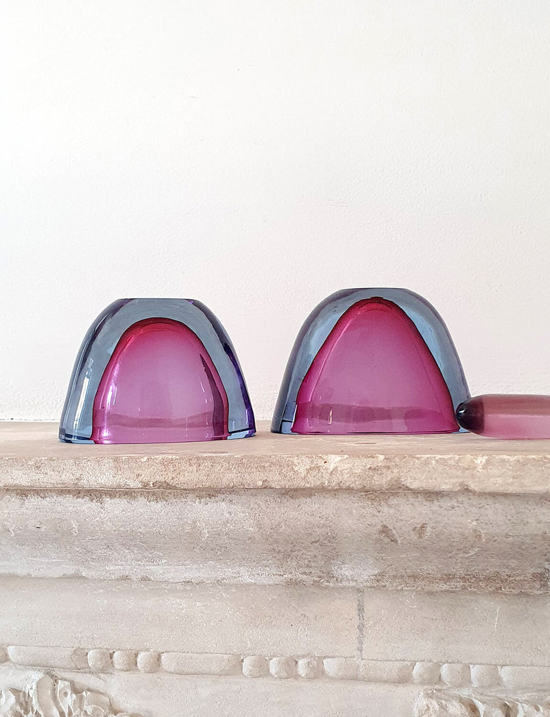 Pair of 1960s Murano Glass Flavio Poli Bowls with glass pestle