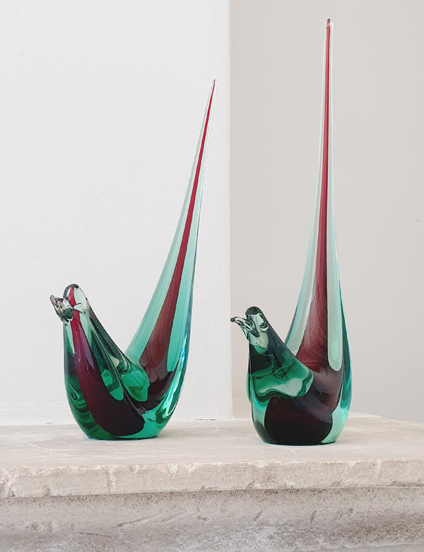 1960s Hand-blown Murano Glass Birds