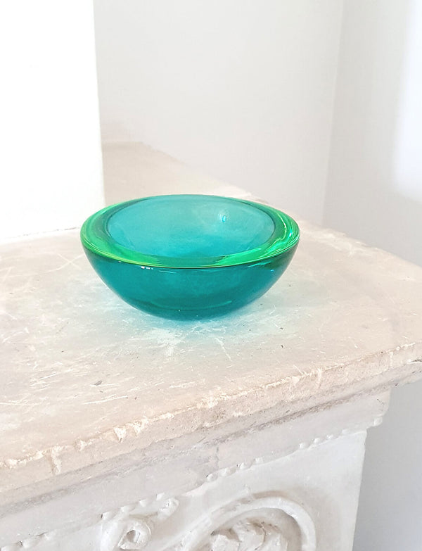 1950s Florescent Turquoise and Yellow Vase and Bowl Set