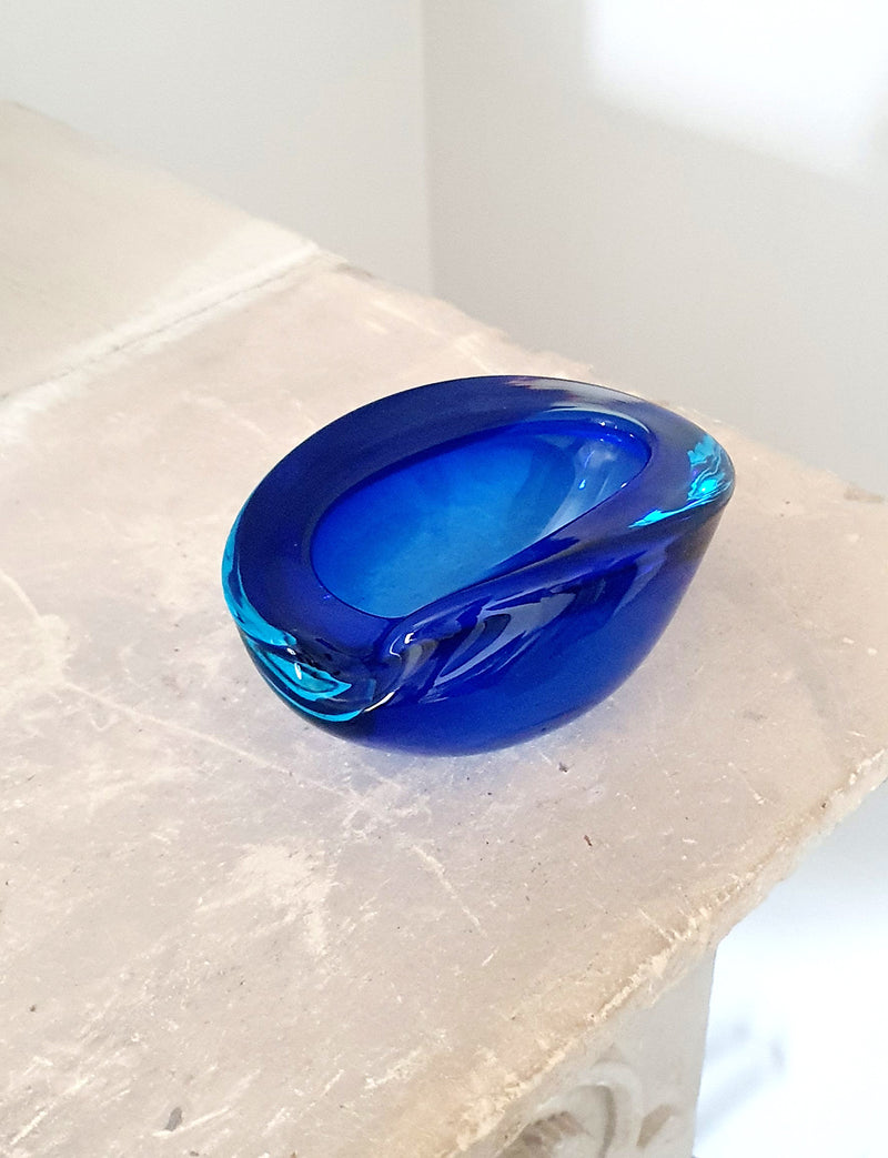 Pair of 1970s Blue Murano Glass Bowls