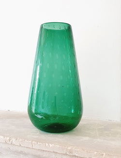 Tall Green Hand-blown Bolle Vase